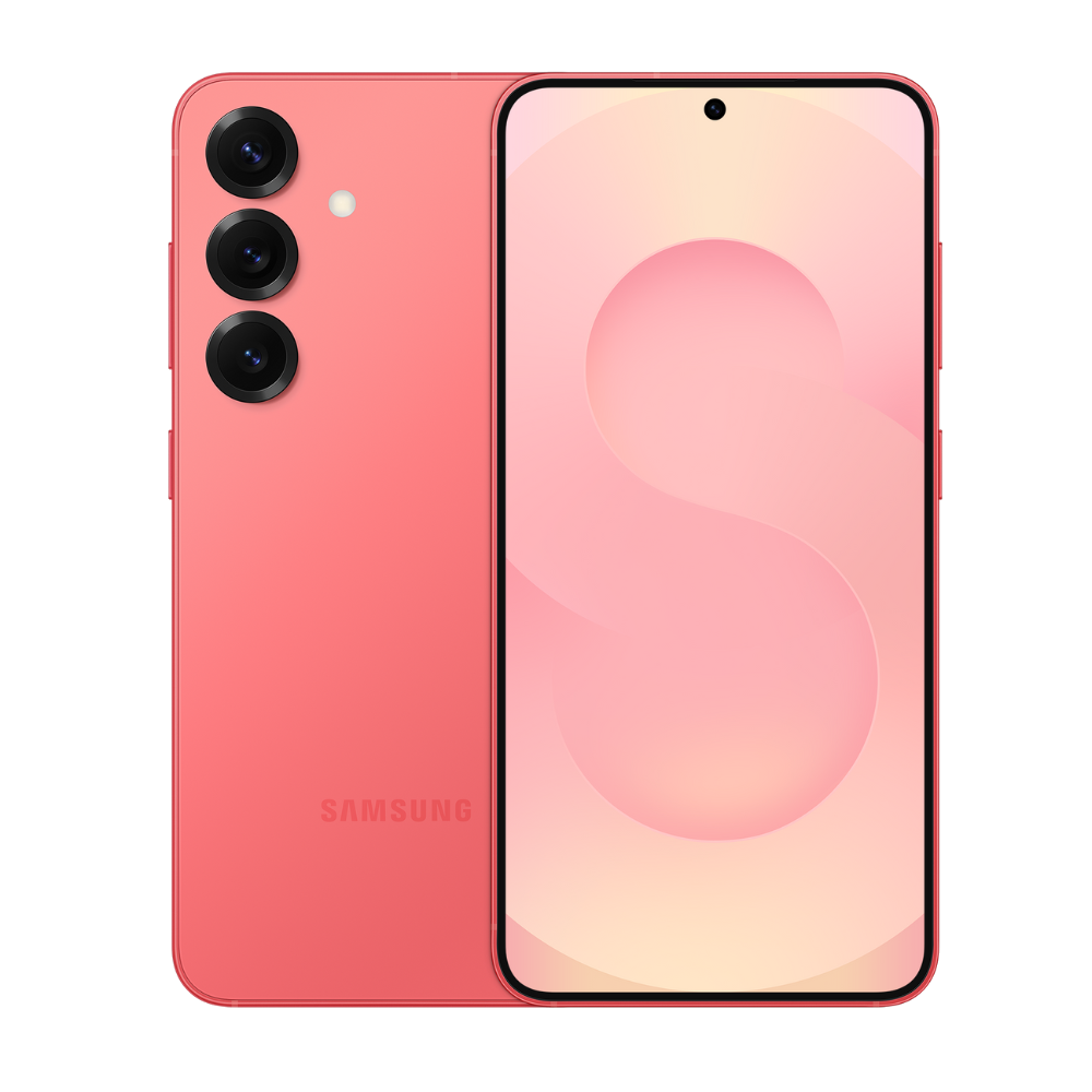 samsung galaxy s25 front and back coralred