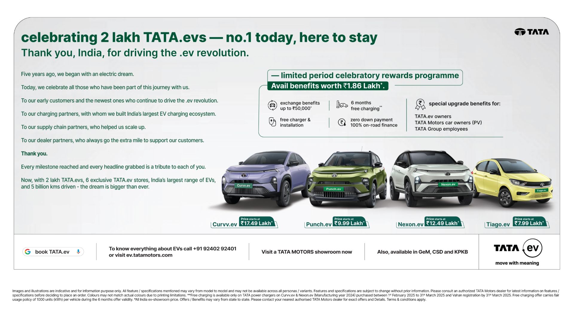 TATA.ev Marks Milestone of 2 Lakh EVs on the Road with Exclusive Offers