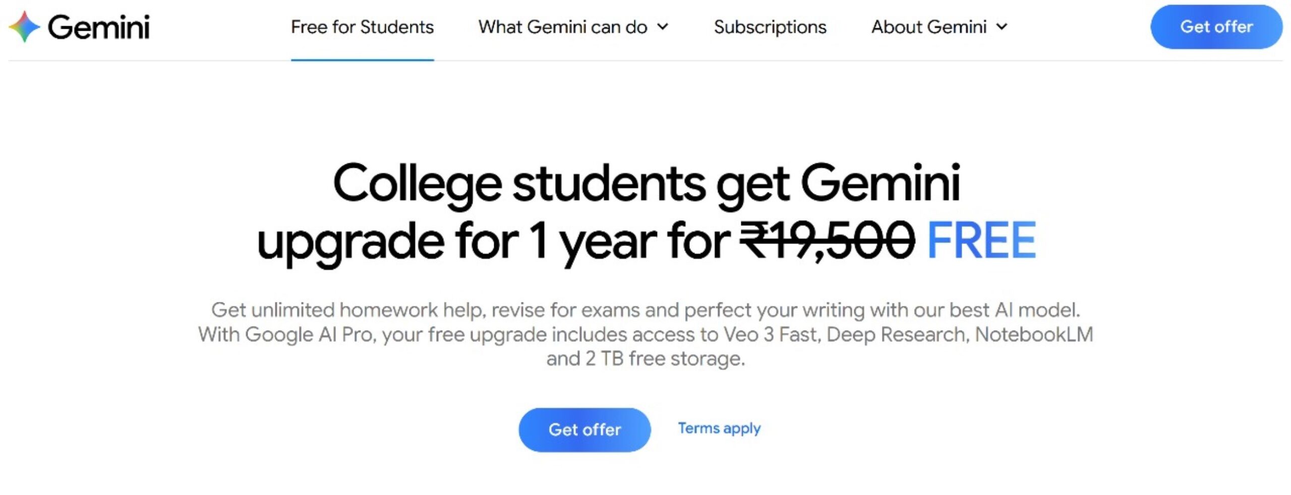 Google Offers Free AI Pro Plan to Indian Students