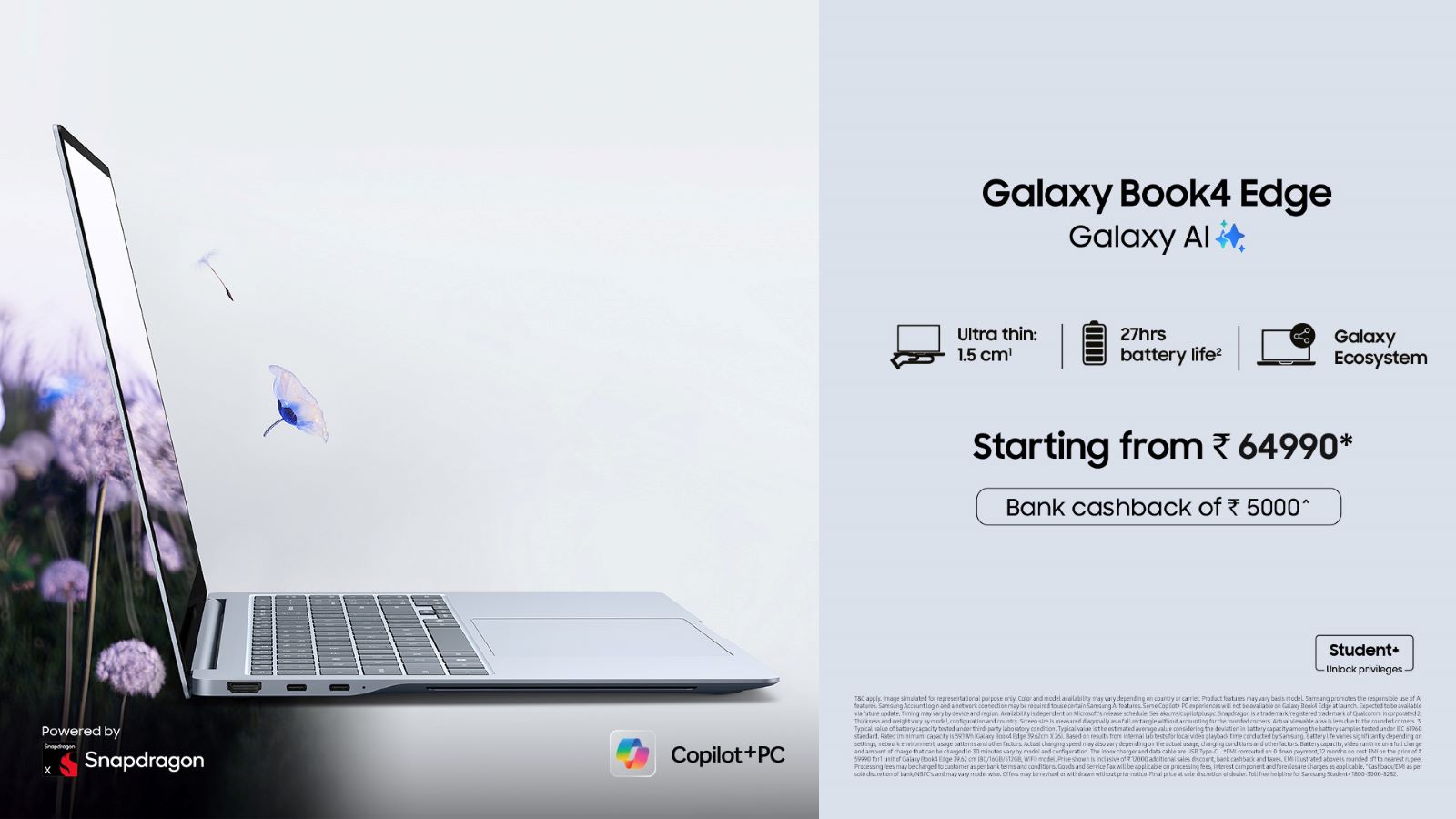 Samsung Launches Galaxy Book4 Edge AI Laptop with Snapdragon X Processor in India