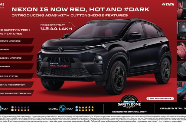 Tata Nexon Tops Sales Charts, Adds ADAS Safety Tech and Exclusive Red #DARK Edition
