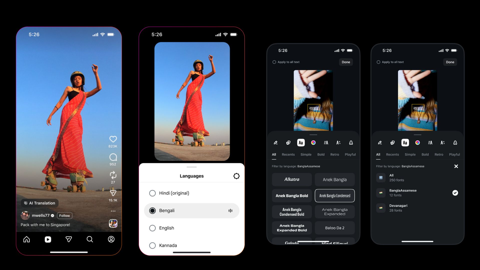 Instagram Adds AI Dubbing in 5 Indian Languages and New Local Fonts