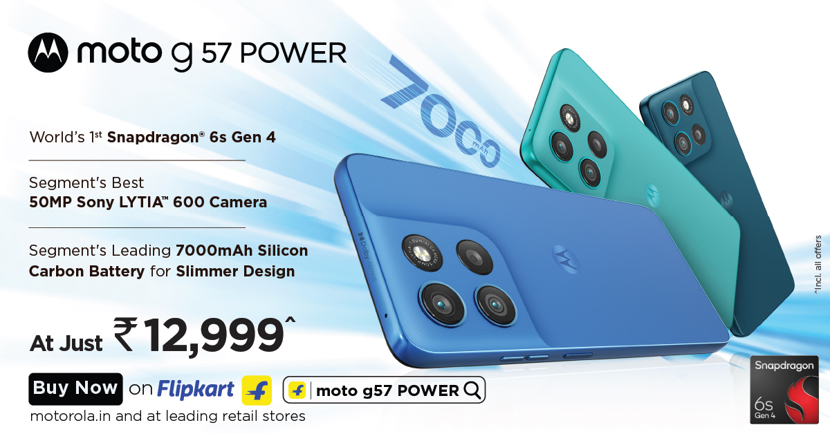 Motorola Launches moto g57 POWER in India with 7000mAh Battery at ₹12,999