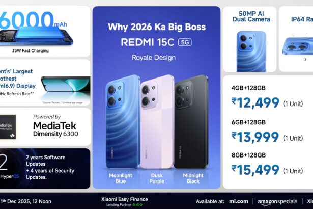 Xiaomi India launches Redmi 15C 5G with 6000mAh battery and HyperOS 2